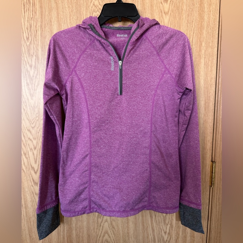 New Reebok Pink/Purple Pull Over Active Hooded Shirt Women’s S